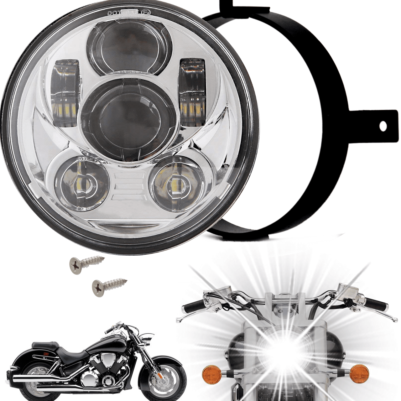 Eagle Lights Generation III LED Headlight Kit for Honda VTX 1300 & 1800 Motorcycles - High Brightness, Easy Installation with VTX Bracket & Hardware - Perfect for Night Riding and Enhanced Visibility