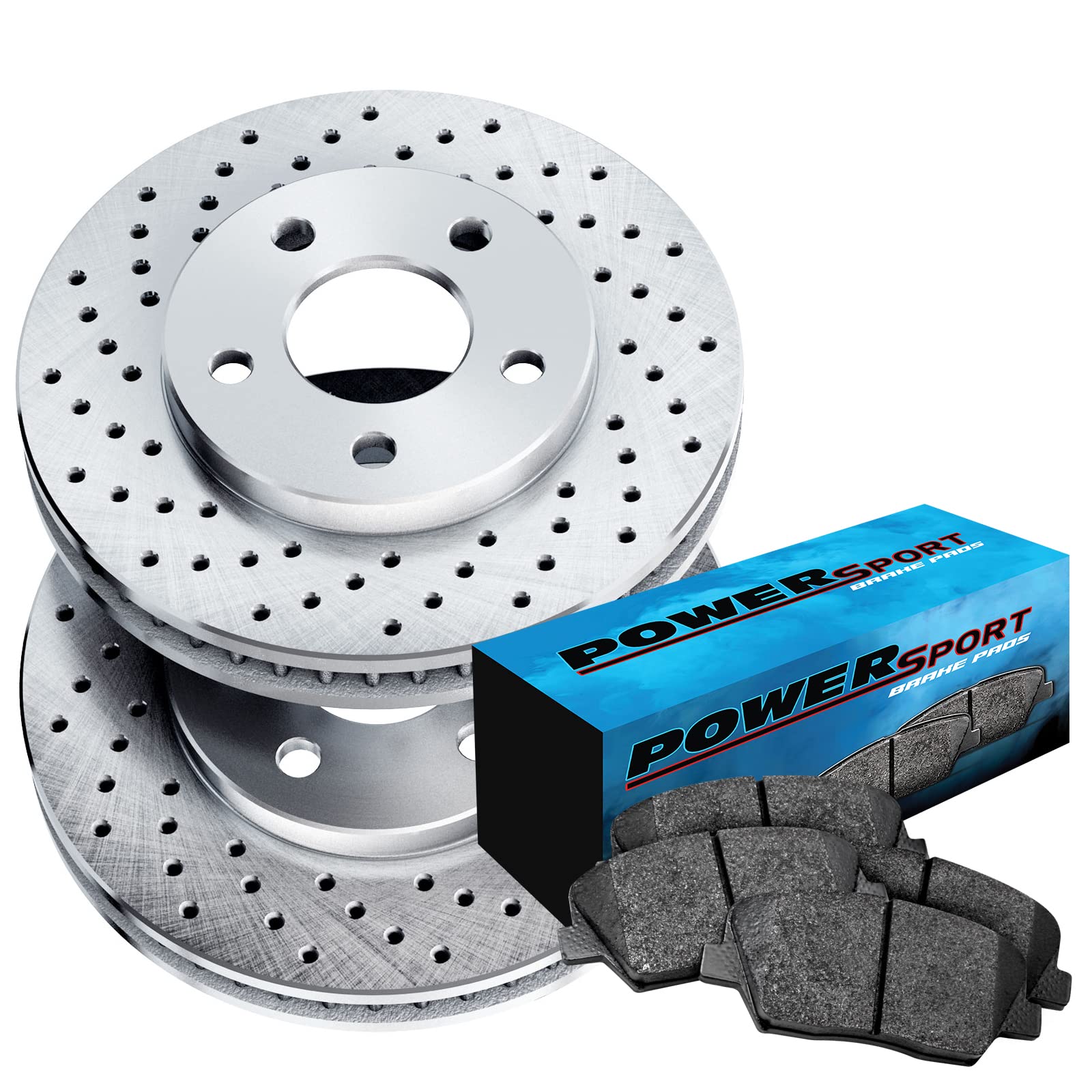 PowerSport Front Brake Pads and Rotors Kit - Semi-Metallic Brake System for 2005-2016 Smart Fortwo | High-Performance Braking for City Driving & Commuting
