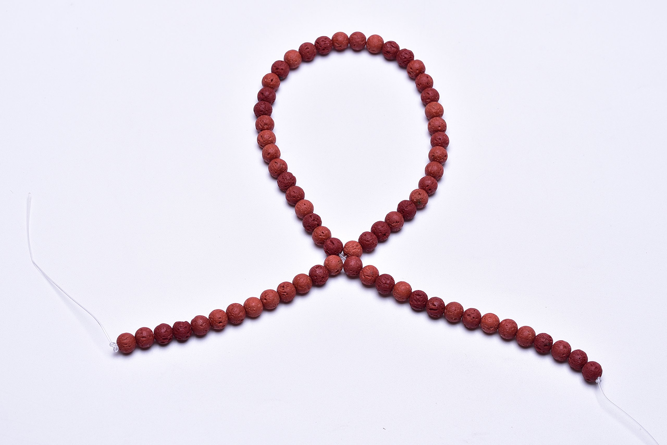 6mm Coral Lava Rock Stone Beads for Jewelry Making - Natural Energy Gemstone Beads for DIY Bracelets, Necklaces & Essential Oil Diffusers (60pcs/Strand) - Perfect for Meditation, Yoga & Spiritual Healing