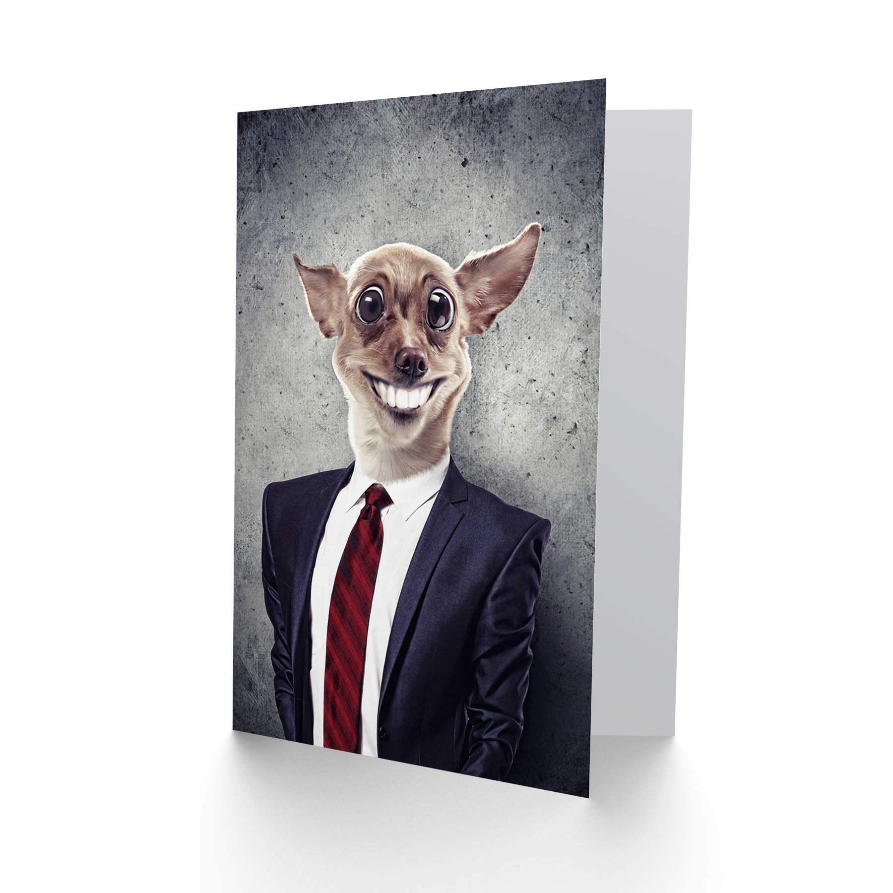 Funny Chihuahua Dog Wearing Suit Birthday Card - Cute & Humorous Greeting Card for Dog Lovers - Perfect for Birthdays, Parties & Gifts