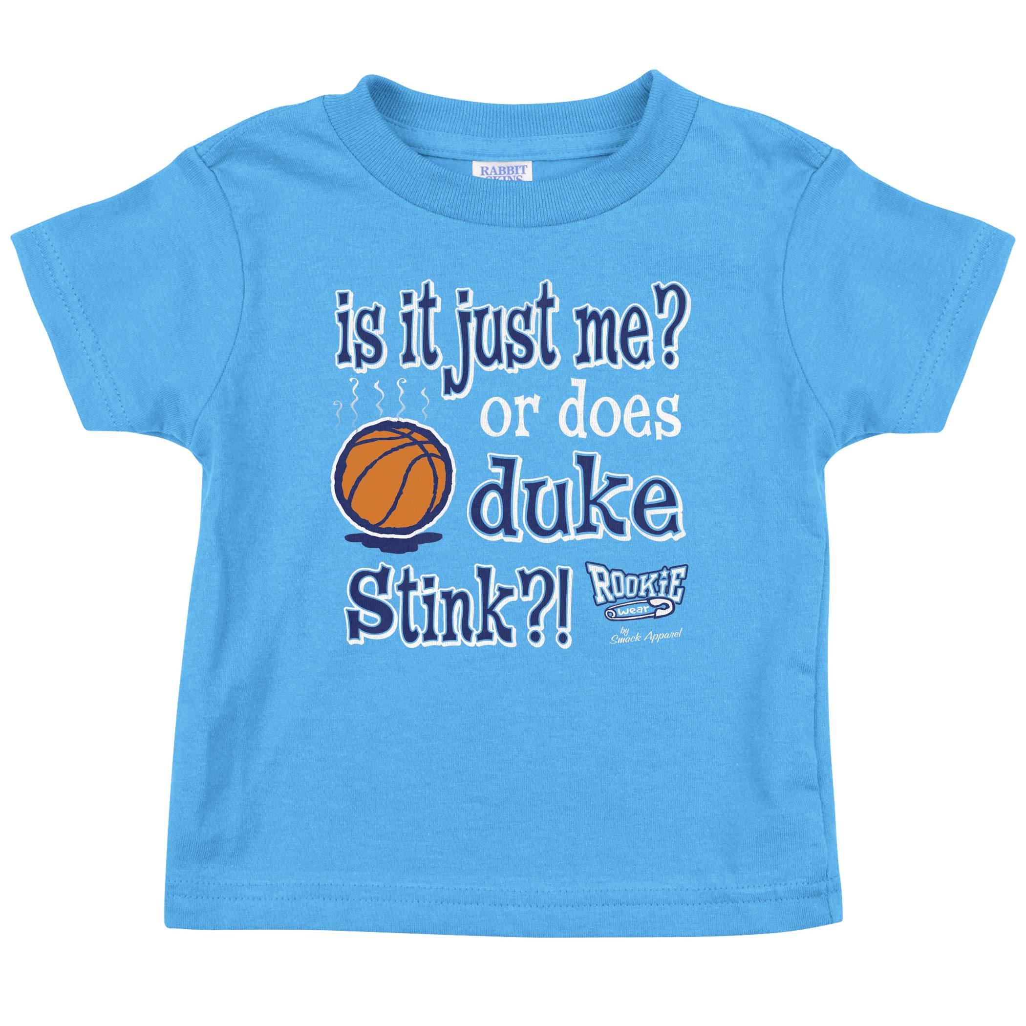 Smack Apparel North Carolina Basketball Fans Toddler T-Shirt - 'Is It Just Me? Or Does Duke Stink' Light Blue Tee (2T-4T) - Perfect for Game Day, Playdates & Showing Team Spirit