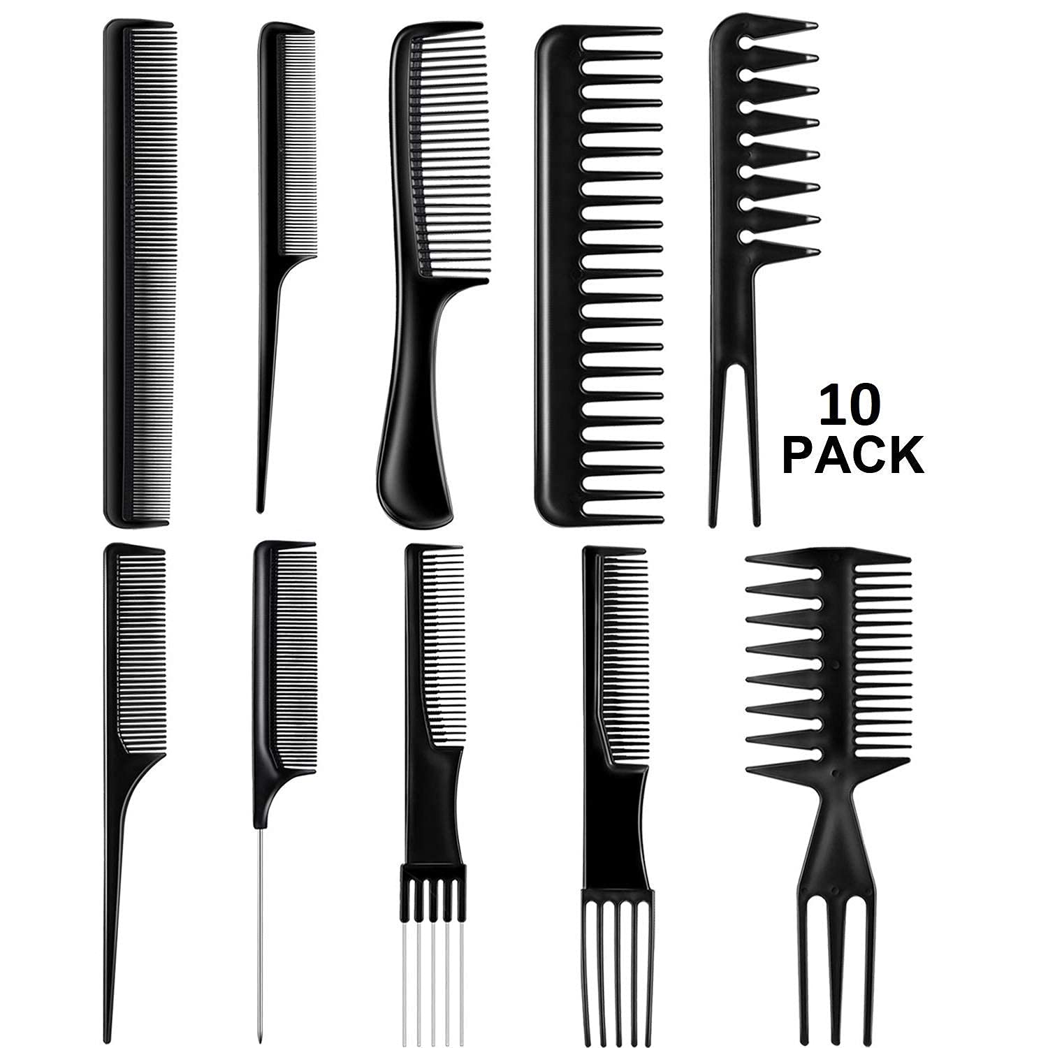 **Meesh Professional Hair Comb & Styling Kit - 10-Piece Set for Smooth Hair, Cutting & Detangling - Perfect for Salons, Home Styling & Travel (Black)**