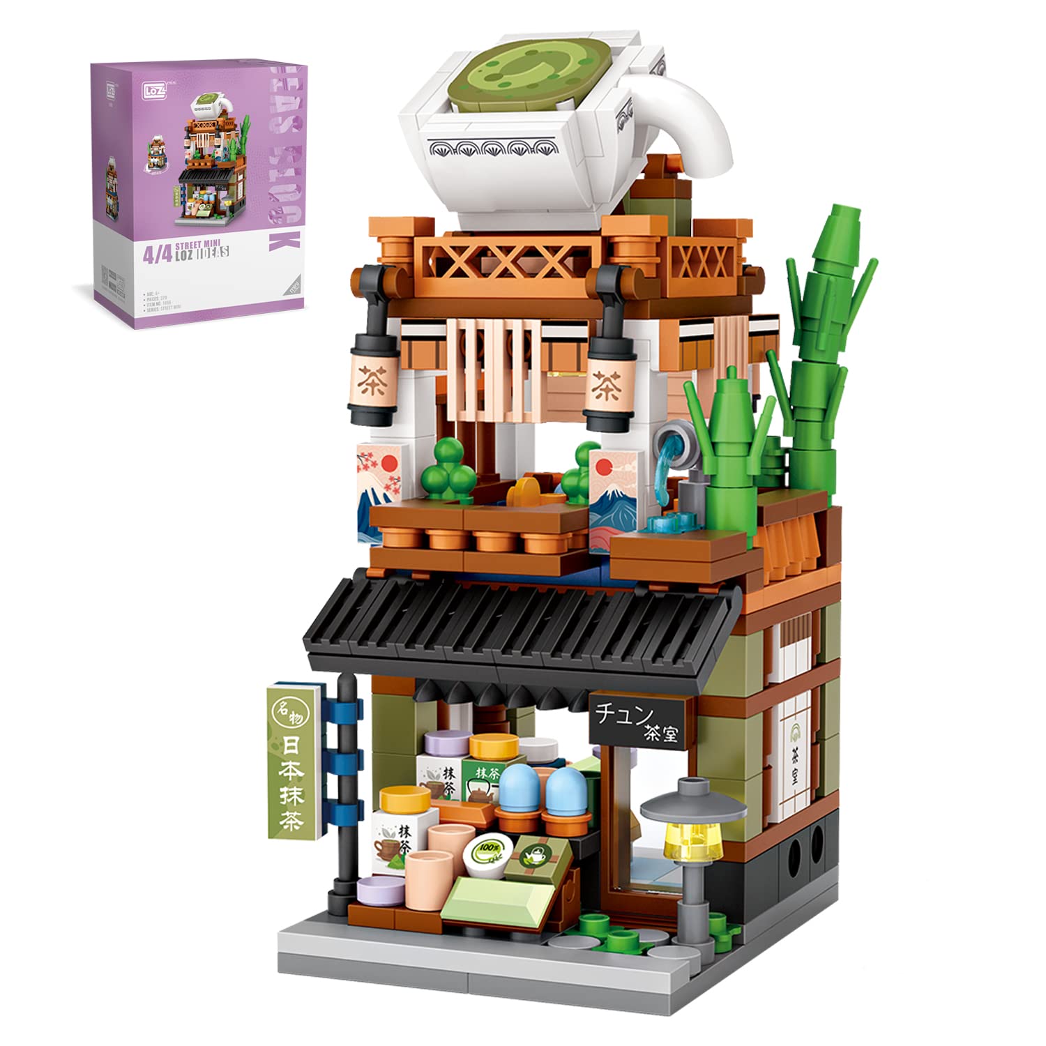 QIUXQIU Japanese Street View Mocha Shop Building Blocks Set - Mini Bricks Architecture Model Toy for Creative Simulation & DIY Construction | Perfect for Kids Educational Play, Home Decoration & Collector's Display