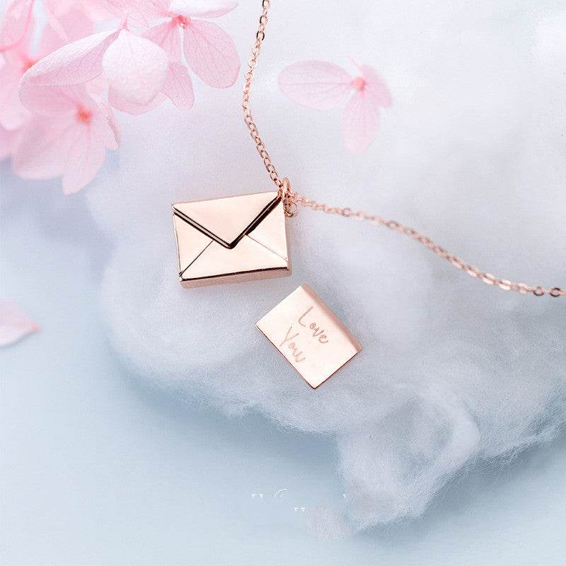 Personalized Sterling Silver Envelope Necklace for Women - Engraved Name Initial Pendant Jewelry Gift for Mom, Wife, Girlfriend - Perfect for Anniversaries, Birthdays & Valentine's Day