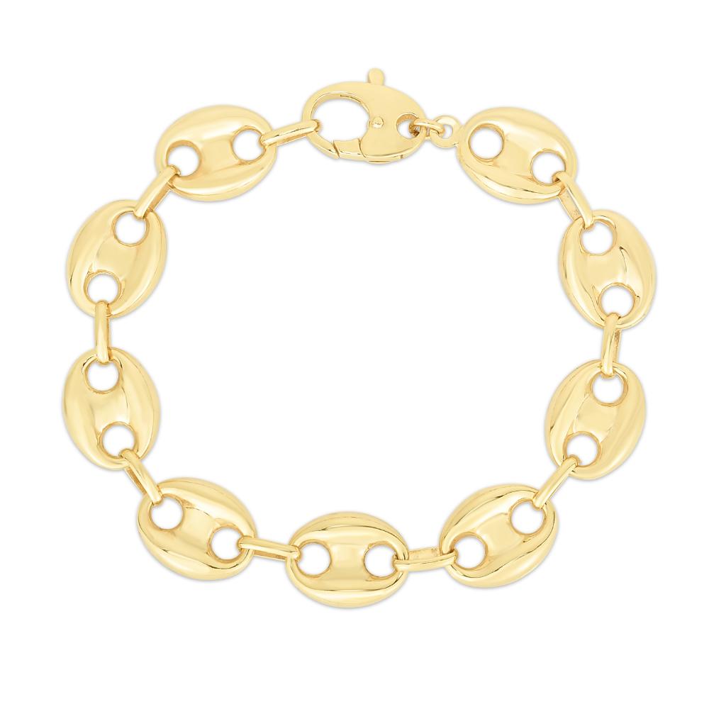 14K Gold 15mm Puffed Mariner Link Bracelet for Women - Elegant Luxury Jewelry Gift for Anniversary, Birthday & Special Occasions