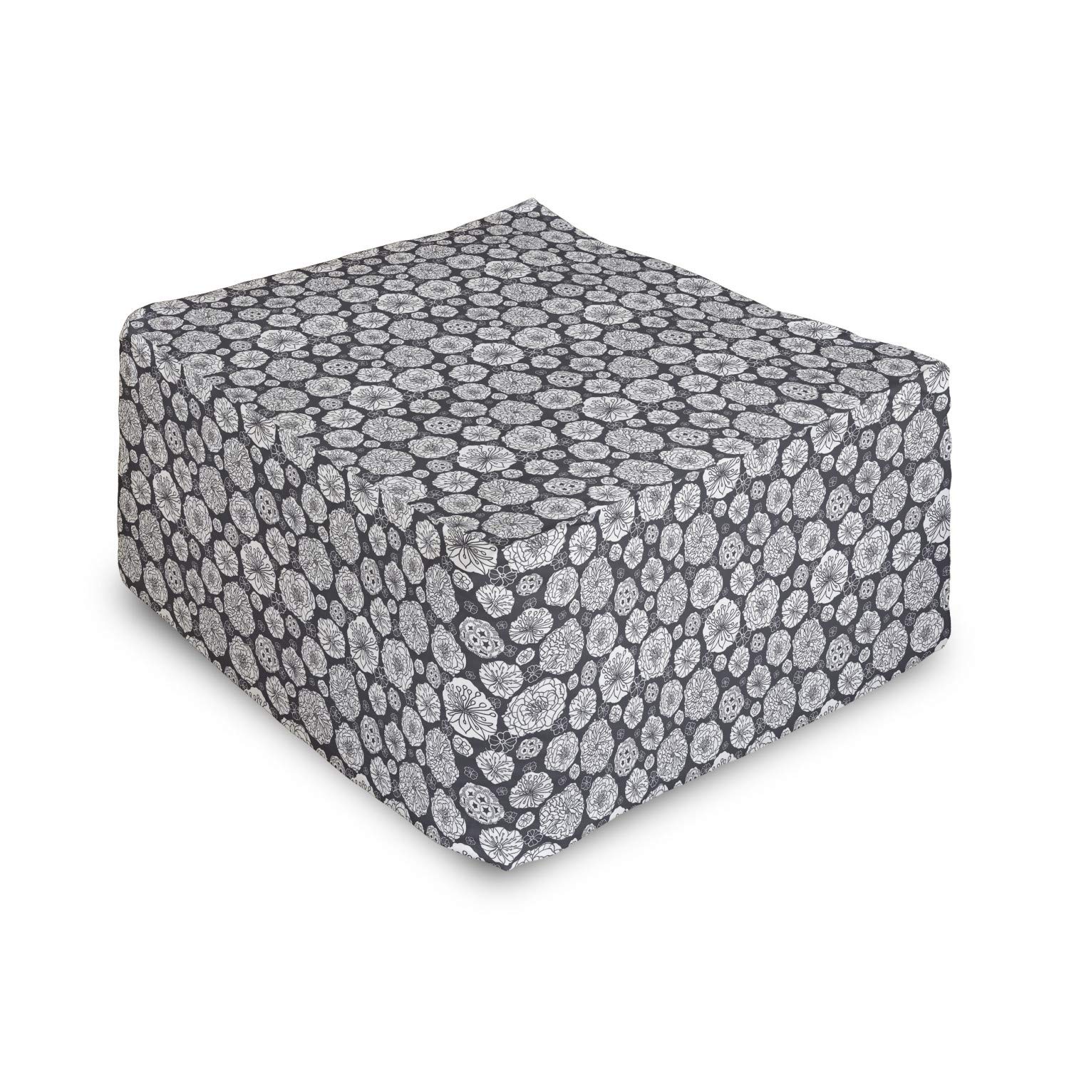 Ambesonne Floral Rectangle Pouf Ottoman - 25