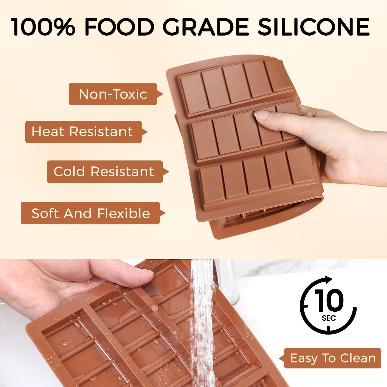 Premium Non-Stick Silicone Chocolate Bar Molds - Set of 2, Food Grade Deep Chocolate Bar Molds for Milk Chocolate, Pistachio & Dubai-Style Chocolate Bars - Perfect for Home Baking, Candy Making & DIY Chocolate Gifts