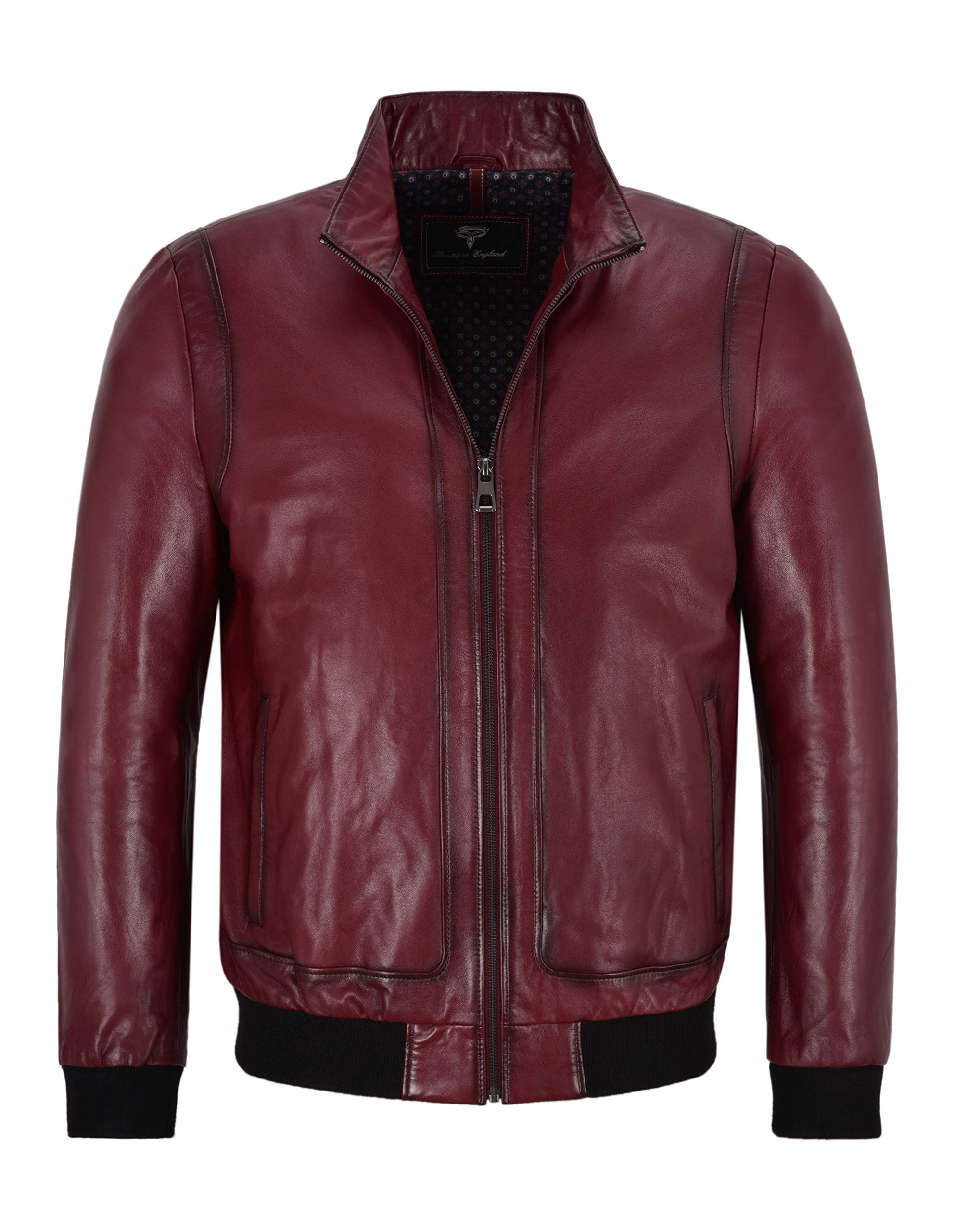 Men's Racer Leather Jacket - Semi Veg Tanned Cherry Italian Lambskin Casual Biker Jacket A26 | Stylish Motorcycle Outerwear for Men, Perfect for Riding & Everyday Wear