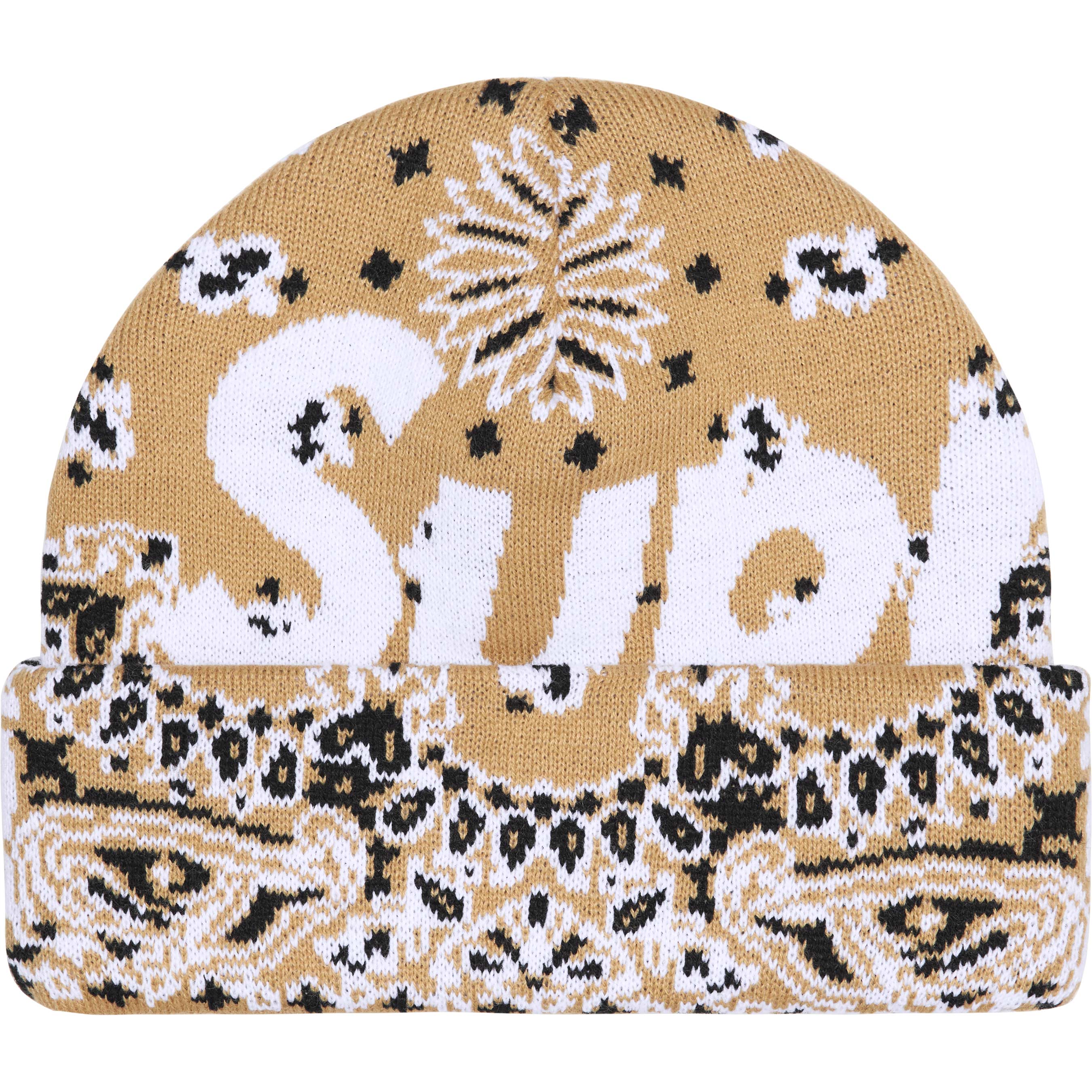 Supreme Big Logo Beanie Tan Bandana - Winter Warm Knit Hat with Iconic Logo - Perfect for Streetwear, Urban Fashion & Cold Weather Outfits