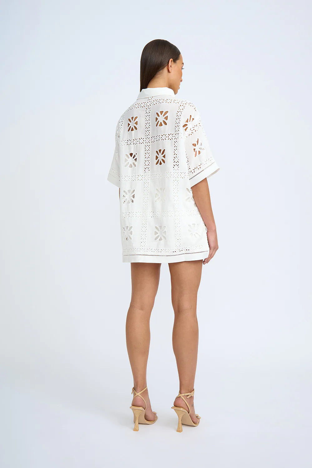 BLOCK FLOWER ANGLAISE SHIRT in Ivory - Elegant English Style Blouse for Women | Perfect for Office Wear, Date Nights & Spring Outfits