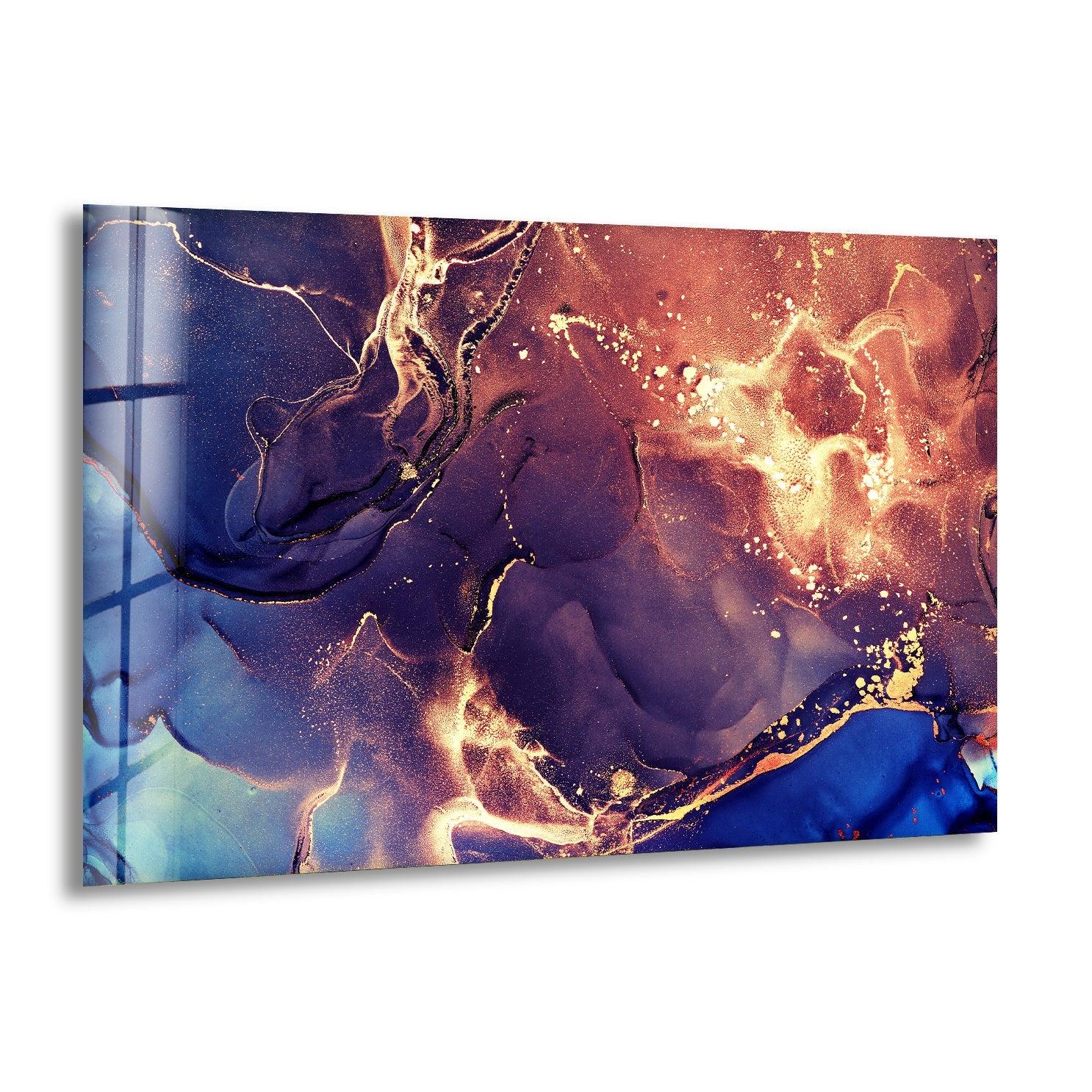 Abstract Multicolored Marble Glass Wall Art - Modern Home Decor for Living Room, Bedroom & Office - Handmade Glass Mosaic Artwork for Unique Interior Design