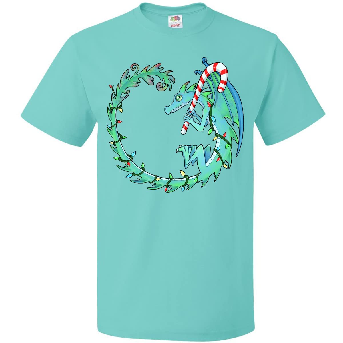 Inktastic Christmas Dragon with Candy Cane T-Shirt - Fun Holiday Graphic Tee for Men & Women - Perfect for Christmas Parties, Gifts & Festive Outfits