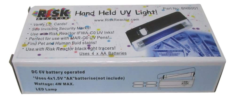 6-Inch Black Light Flashlight - Portable UV Light with 4 AA Batteries Included for Halloween, Glow Parties, and Detecting Stains