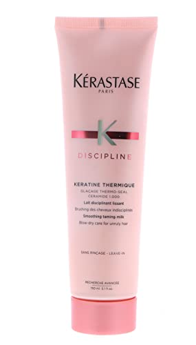 Kerastase Discipline Keratine Thermique Smoothing Taming Milk 150ml - Heat Protectant & Frizz Control Hair Serum for Smooth, Shiny Hair - Perfect for Daily Styling & Blowouts