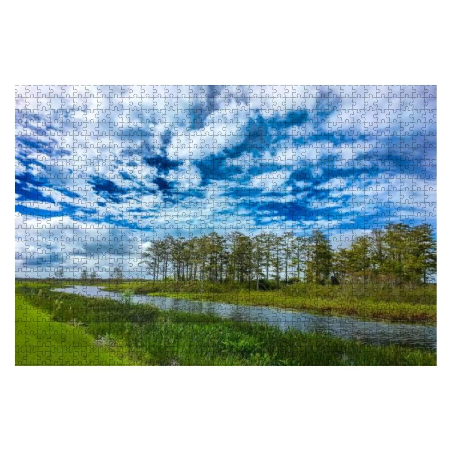 1000 Piece Wooden Jigsaw Puzzle - Fall Foliage Swamp Sunset Landscape | Educational Puzzle for Adults & Kids | Stress Relief Game, Home Decor & Family Activity