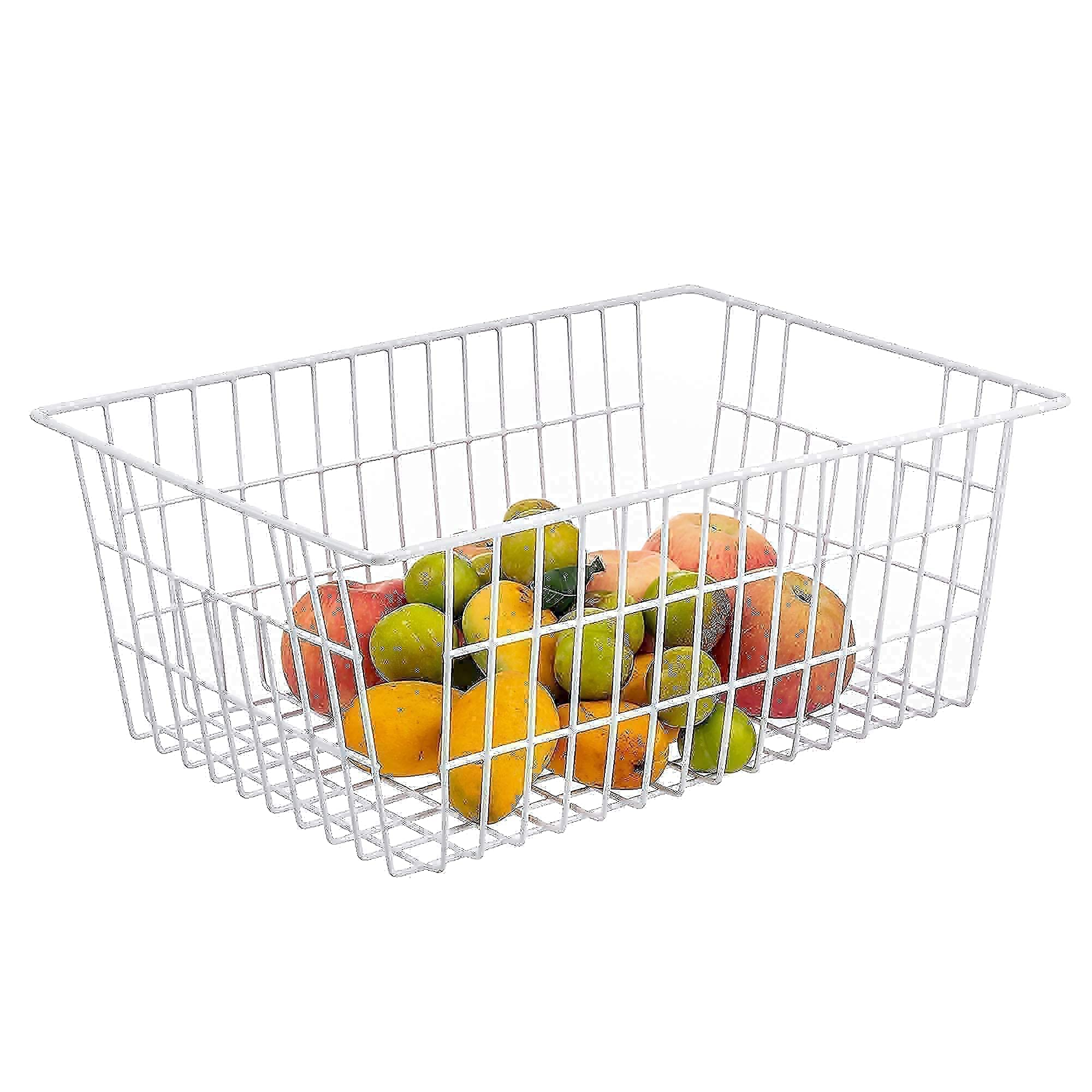 iPEGTOP Deep Refrigerator Freezer Baskets - Set of 5 Large Wire Storage Bins with Handles for Kitchen Organization | Perfect for Pantry, Freezer, Cabinet & Closet Storage | Durable Pearl White Household Organizer