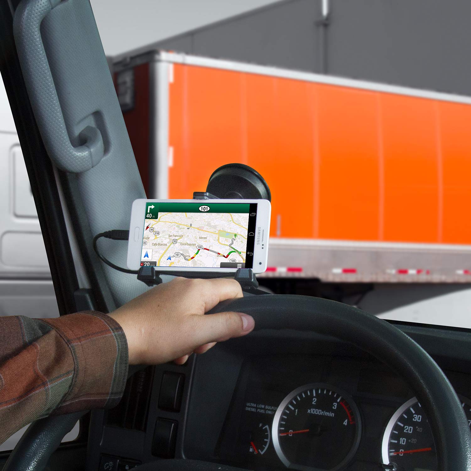 iBOLT xProDock NFC Bizmount - Heavy Duty Car Phone Mount with Suction Cup Base & 1.5m USB-C Cable - Universal for Windshield & Dashboard - Perfect for Commuters, Fleet Vehicles, Trucks & Vans - Stay Connected Hands-Free While Driving