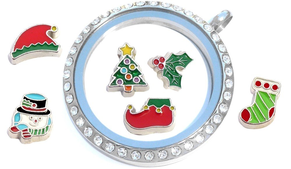 Gingerbread Man Floating Locket Charm - Christmas Jewelry Pendant for Necklace - Perfect Holiday Gift for Women & Girls - Great for Christmas Parties, Tree Decorations & Winter Fashion Accessories