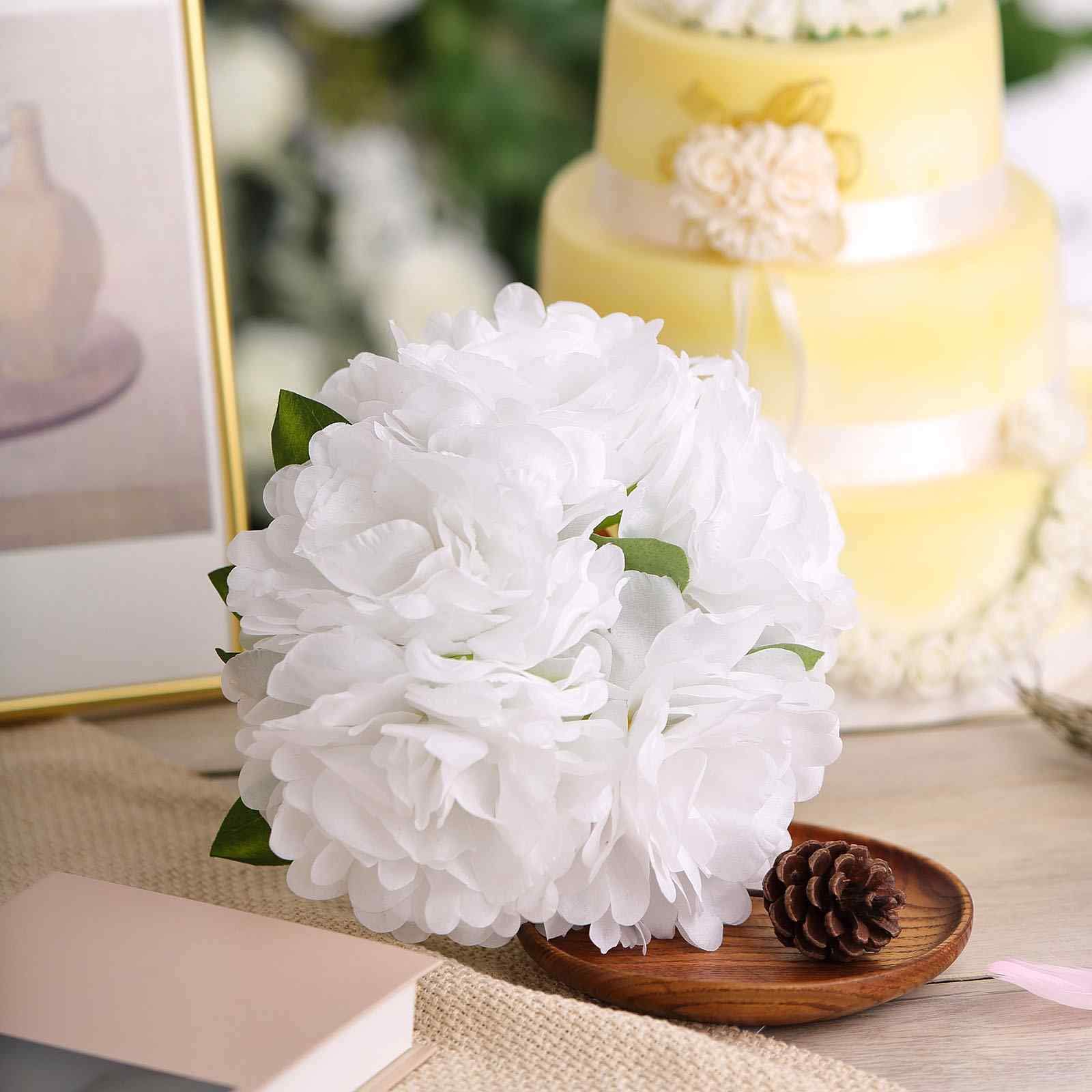 11-Inch White Silk Artificial Peony Flowers Bouquet - Wedding Centerpieces, Party Decor, Home Decor, Event Decorations - Perfect for Weddings, Bridal Showers, Baby Showers & Table Centerpieces