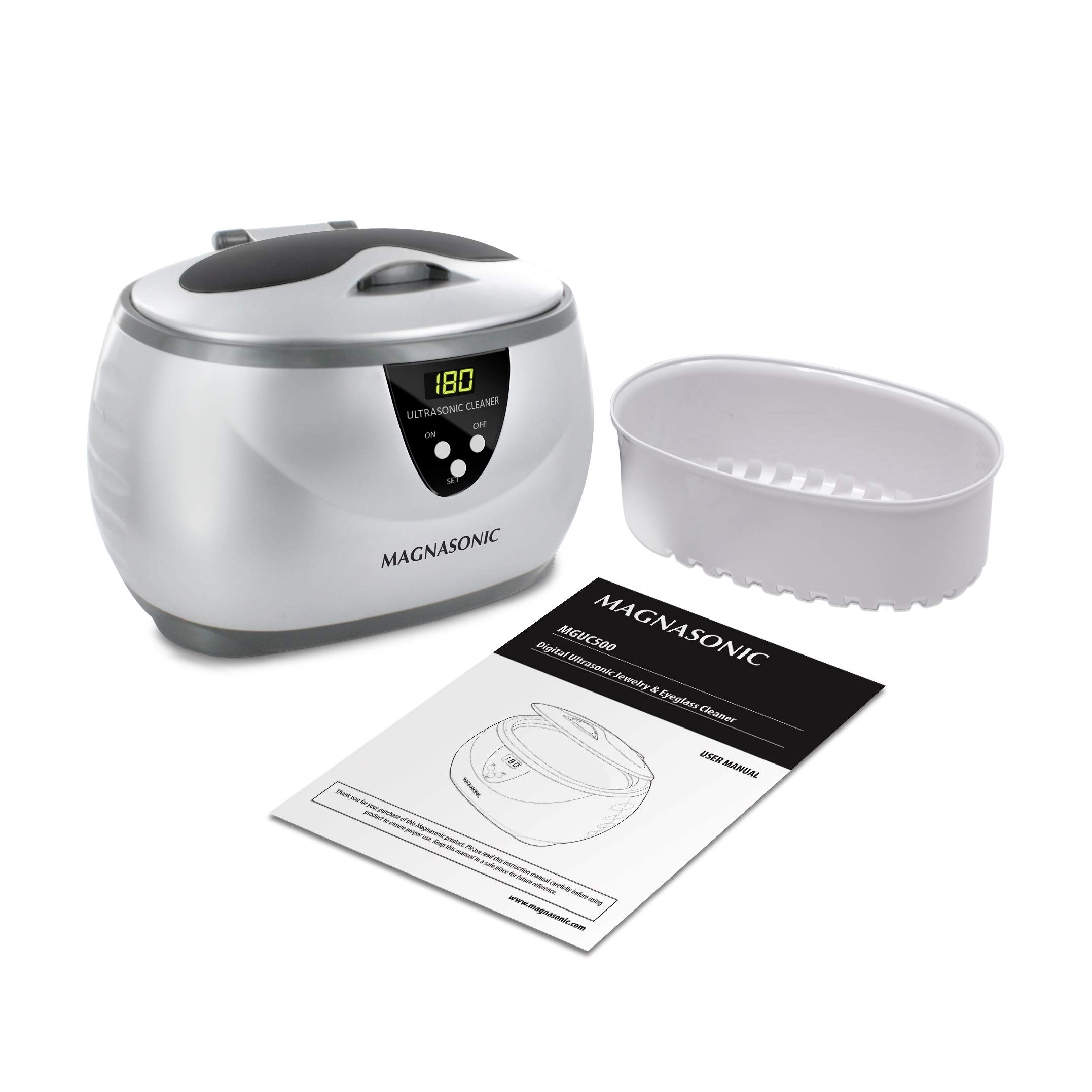 MAGNASONIC Professional Ultrasonic Jewelry Cleaner & Eyeglass Cleaner with Digital Timer - 2 Pack Set for Jewelry, Watches, Eyeglasses, Dentures & Small Items - Perfect for Home, Salon & Jewelry Store Use