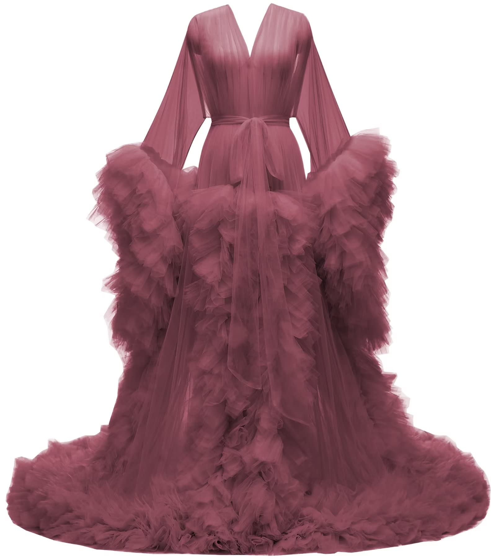 P PROMSTAR Elegant Tulle Maternity Dress - Baby Shower Photoshoot, Bridal Robe, Wedding Scarf & Sleepwear - Perfect for Maternity Photography, Bridal Showers & Special Occasions