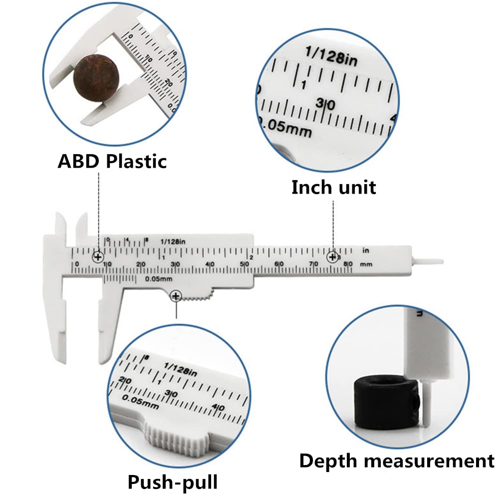 80mm Mini Plastic Sliding Vernier Caliper - Precision Measuring Tool for DIY, Jewelry Making & Engineering | Digital Micrometer Gauge with Inch/Metric Scale | Ideal for Hobbyists, Crafters & Professionals