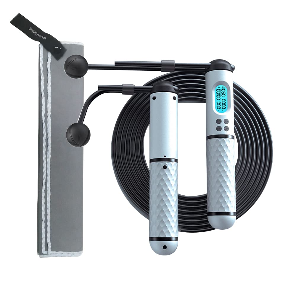 Digital Weighted Jump Rope with Calorie Counter - Adjustable Speed Skipping Rope for Fitness Training | Perfect for Men, Women & Kids Workouts at Home, Gym or Outdoor Exercise