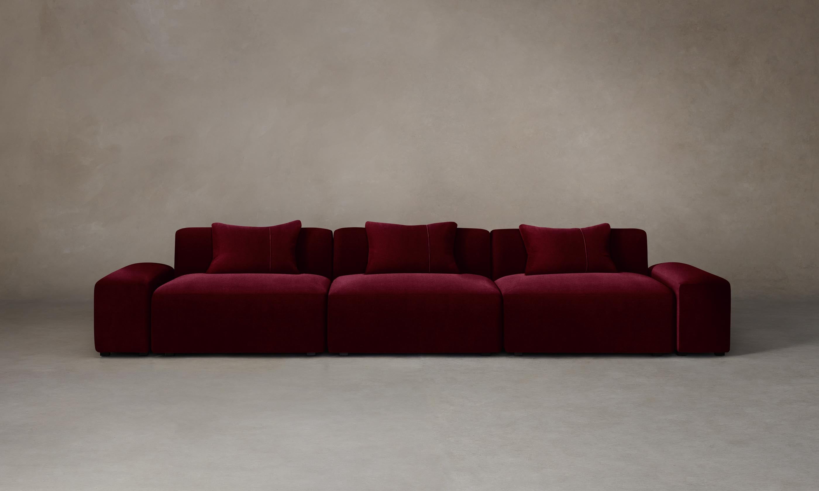 The Breuer Modular Sofa - Premium Mohair Upholstery in Crimson Red | Modern Living Room Furniture for Home & Office