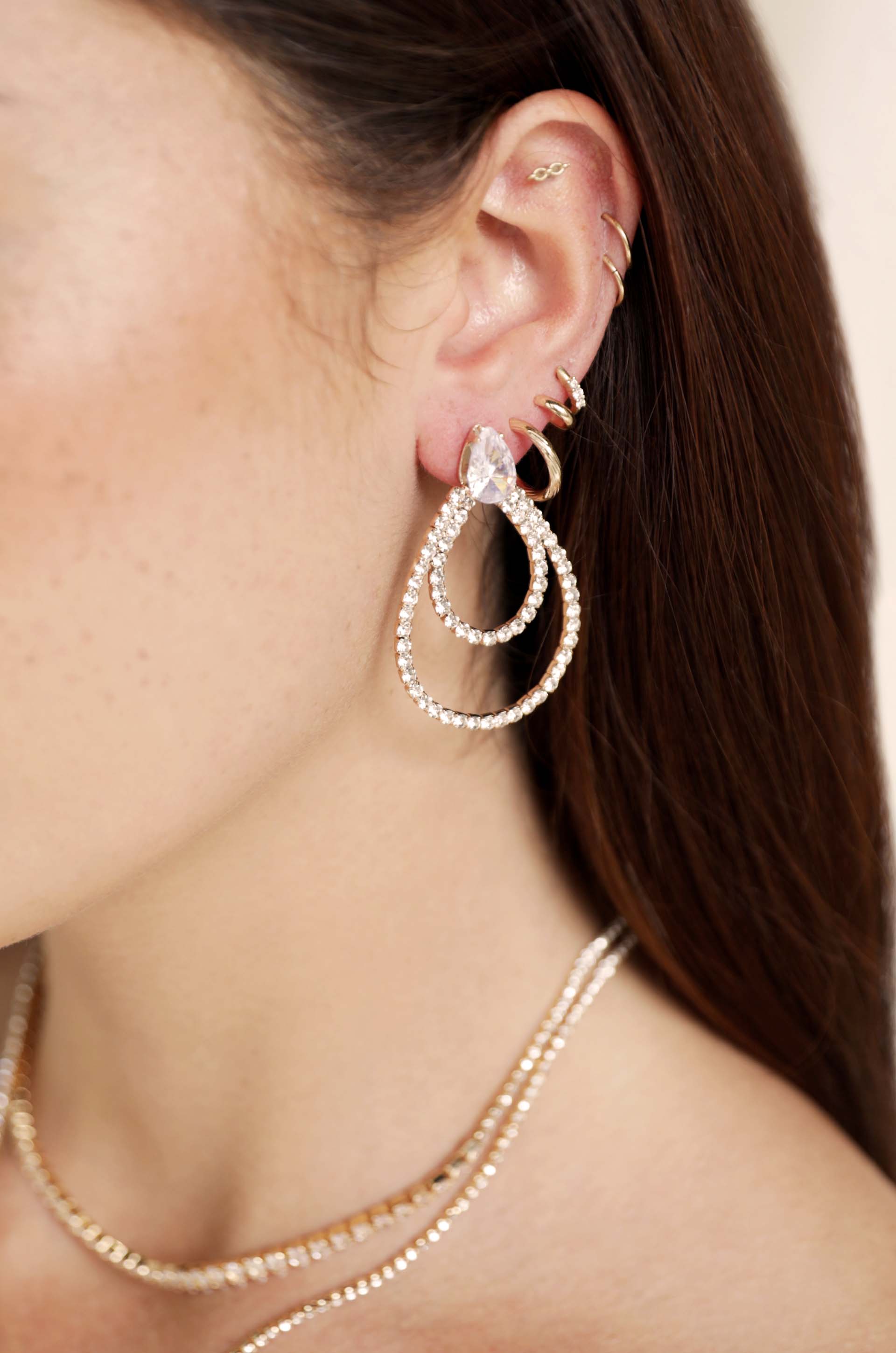 Crystal Serenity Dangle Earrings for Women - Elegant Drop Earrings with Sparkling Stones | Perfect for Parties, Weddings & Evening Events