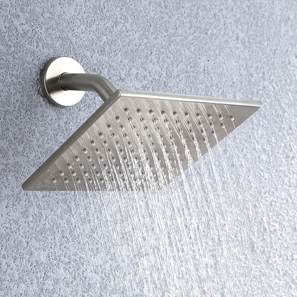 Premium Brushed Square Concealed Shower Tap System Set - 2 Function Bathroom Shower with 8 Inch Rain Shower Head - Ideal for Modern Bathroom Renovation and Luxury Spa Experience