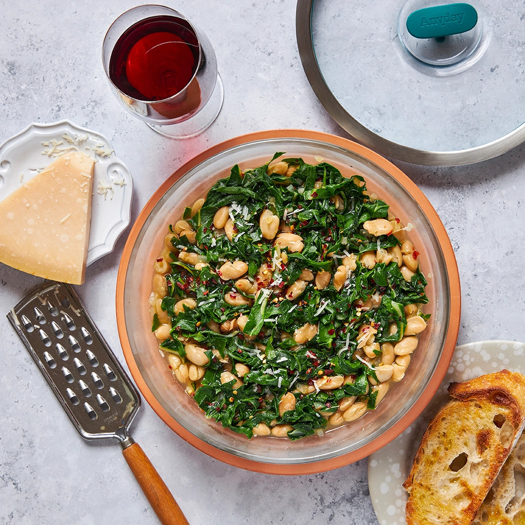 Braised White Beans with Leafy Greens - Organic Canned Beans for Soups, Salads & Healthy Meals - Quick Vegan Protein Source for Meal Prep & Camping
