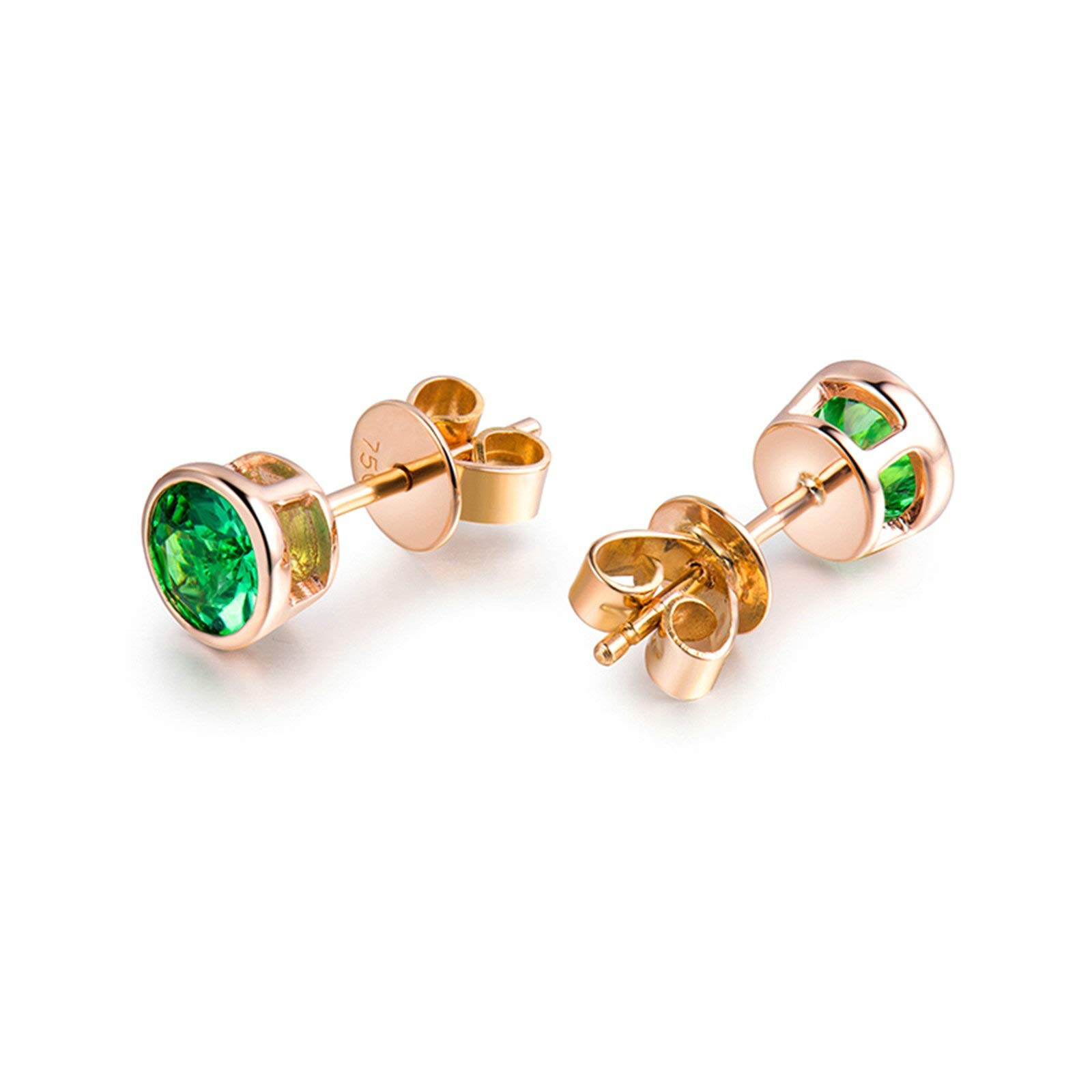 18ct Rose Gold Earrings for Women - 0.95ct Round Tsavorite Stud Earrings | Elegant Jewelry Gift for Birthday, Anniversary & Special Occasions