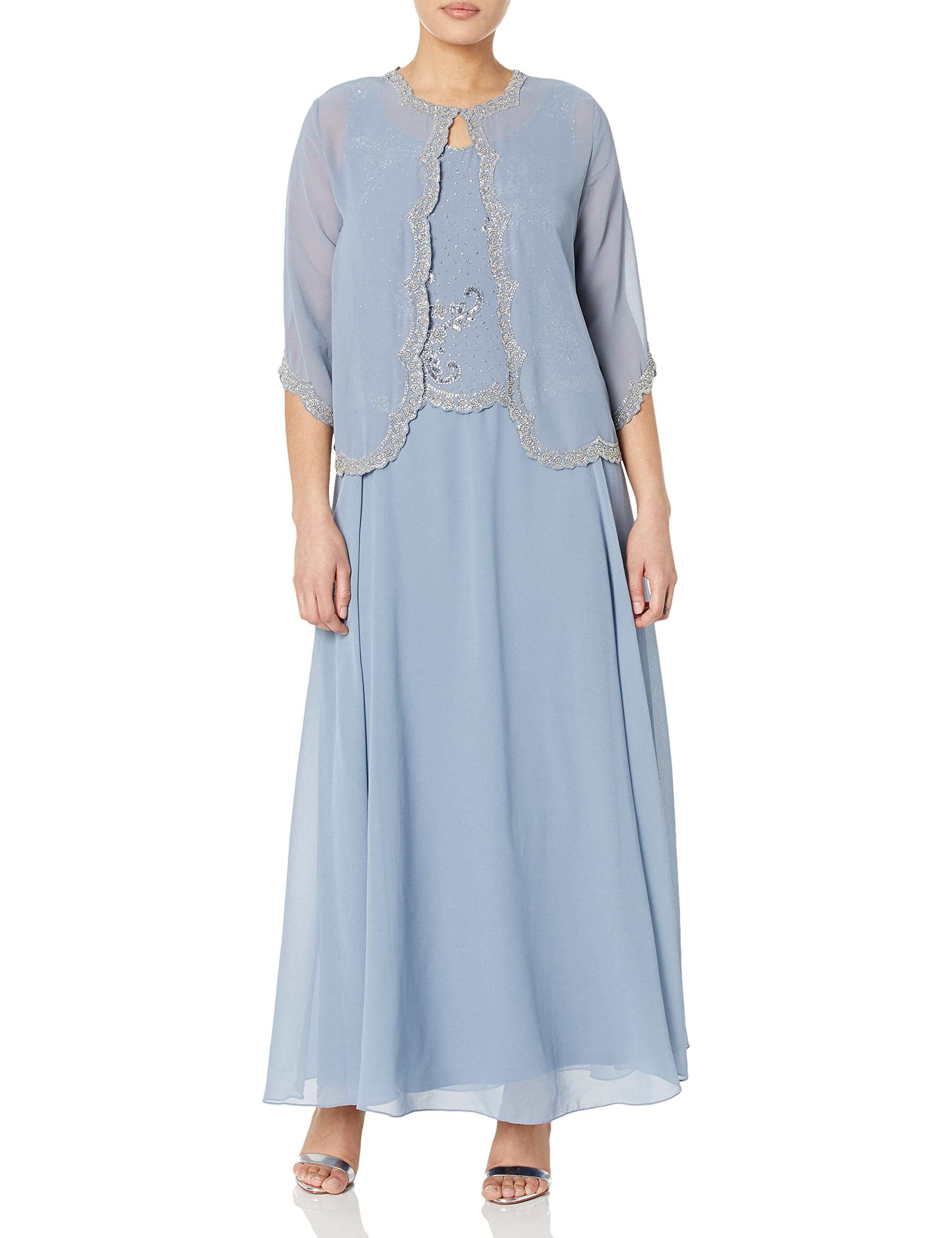 J Kara Women's Petite Beaded Jacket Dress - Elegant Embellished Formal Wear for Weddings, Parties & Special Occasions