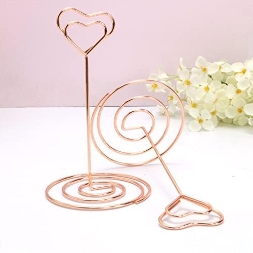10 Pack Heart Shaped Table Number Card Holders - Rose Gold Photo Stands for Wedding, Birthday, Christmas Party Decorations - Perfect for Place Cards, Menu Clips, Office Desk Memo Notes & Holiday Decor
