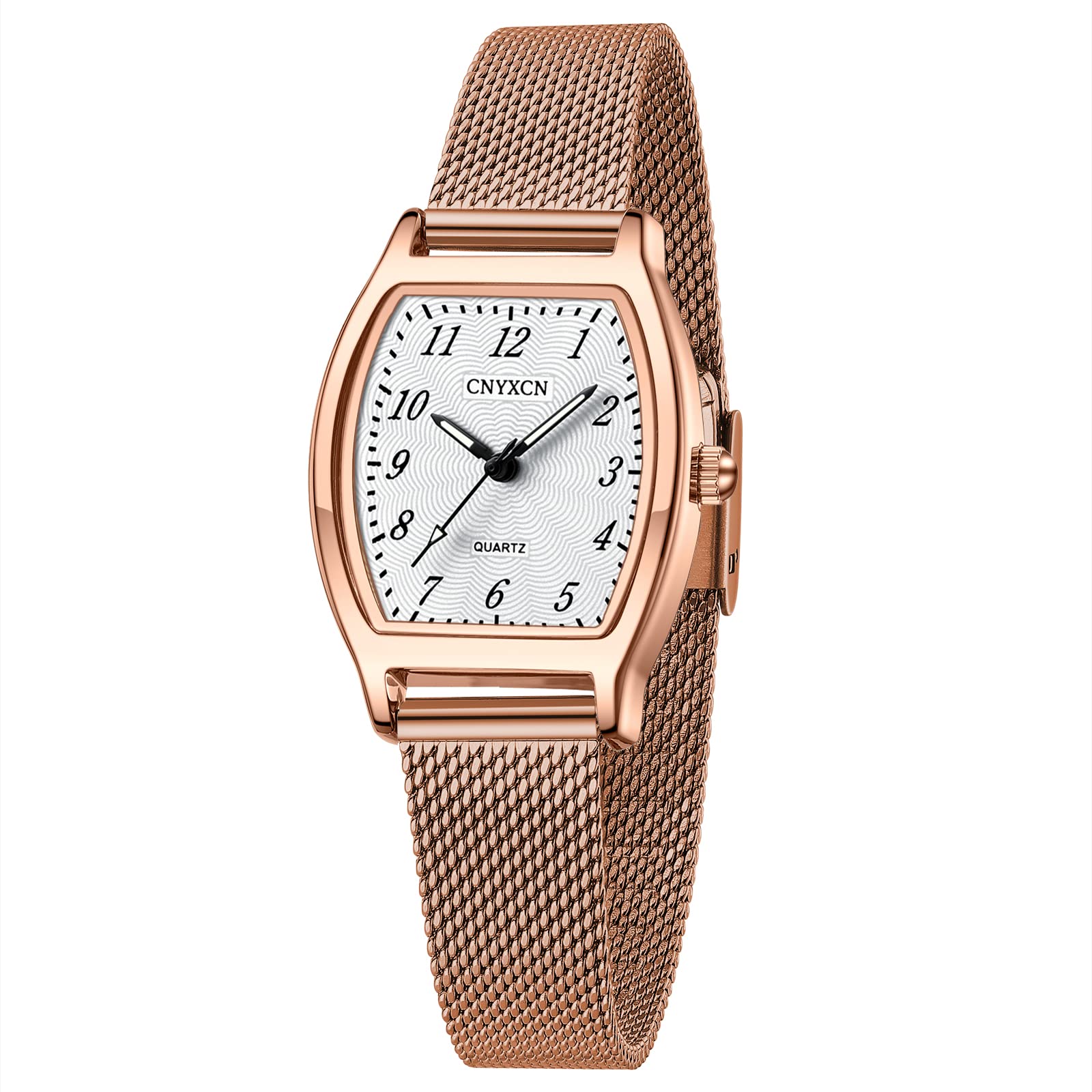 CNYXCN Women's Vintage Watch - Barrel Shaped Ladies Wristwatch with Genuine Leather Strap, Small Wrist Perfect Fit, Elegant Gift for Women, Ideal for Office, Party & Daily Wear