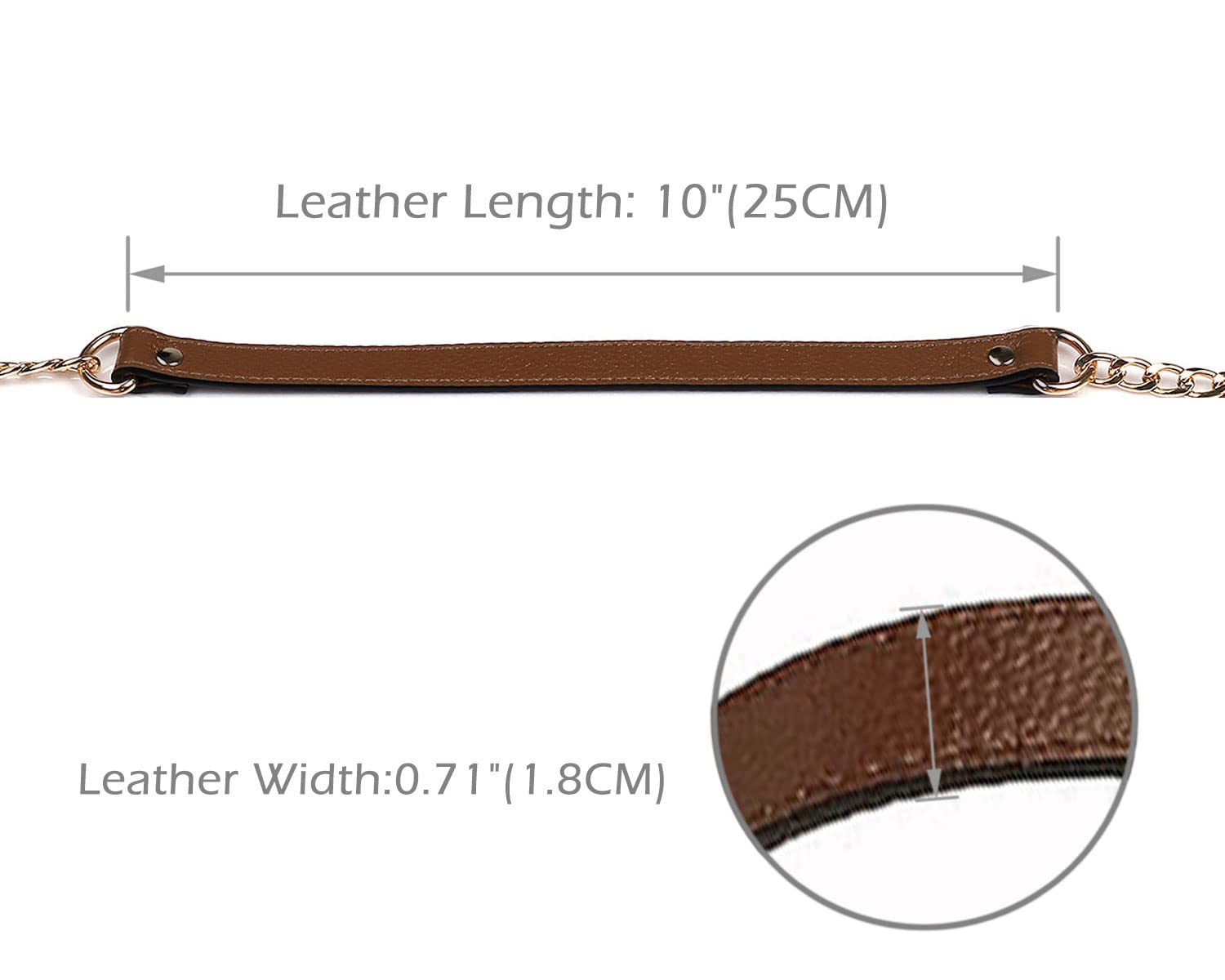 VanEnjoy Replacement Chain & Genuine Leather Crossbody Shoulder Strap in Coffee Brown - Perfect for Handbags, Purses & Everyday Fashion Accessories