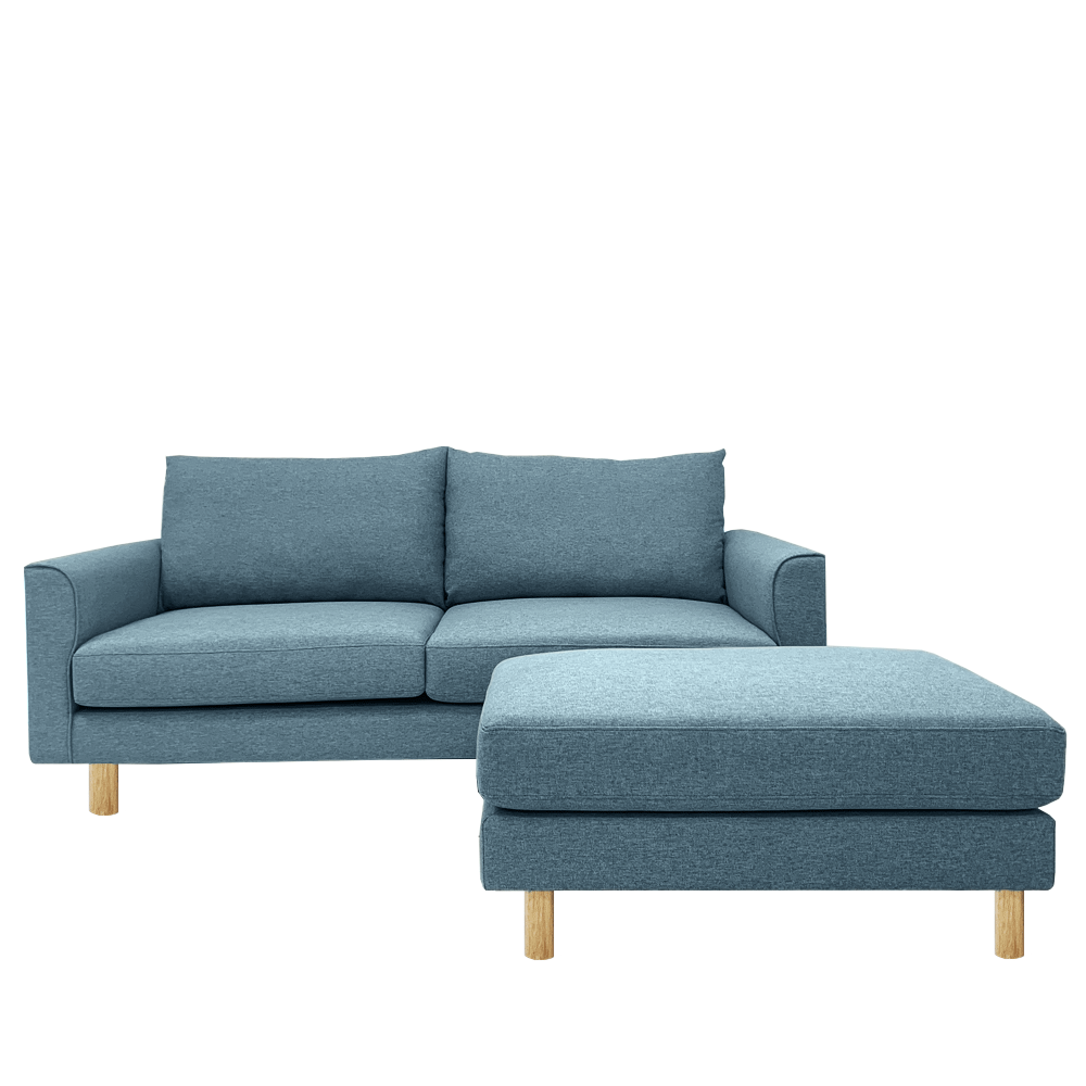 Toby Sofa with Ottoman - EcoClean Fabric, Modern Living Room Furniture for Small Spaces | Perfect for Apartments, Lounging & Movie Nights