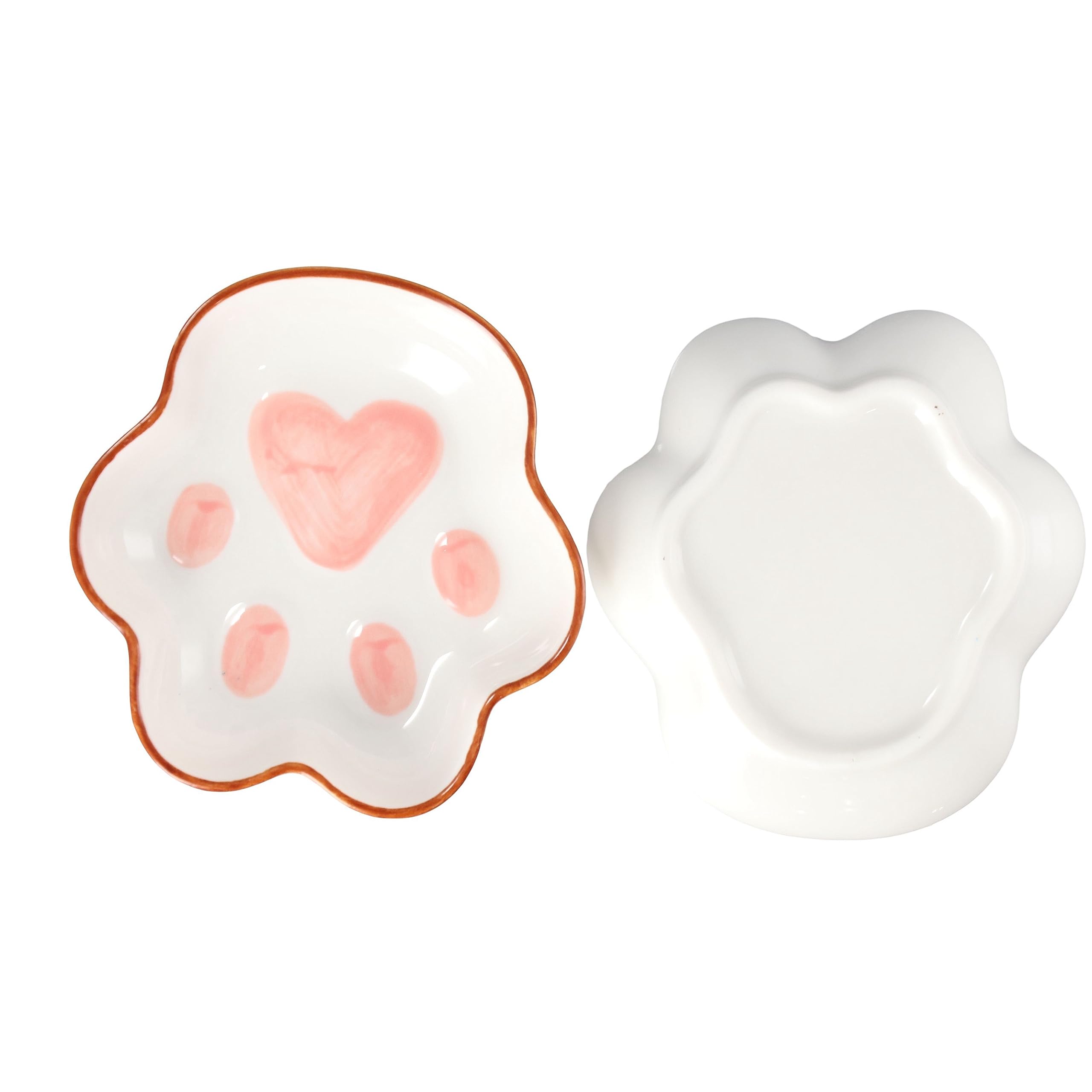Leadigol Cat Paw Ceramic Dipping Sauce Dishes - Japanese Style Mini Cute Sushi Soy Sauce Bowl, Cartoon Dessert Plate for Sushi, Dumplings, and Appetizers