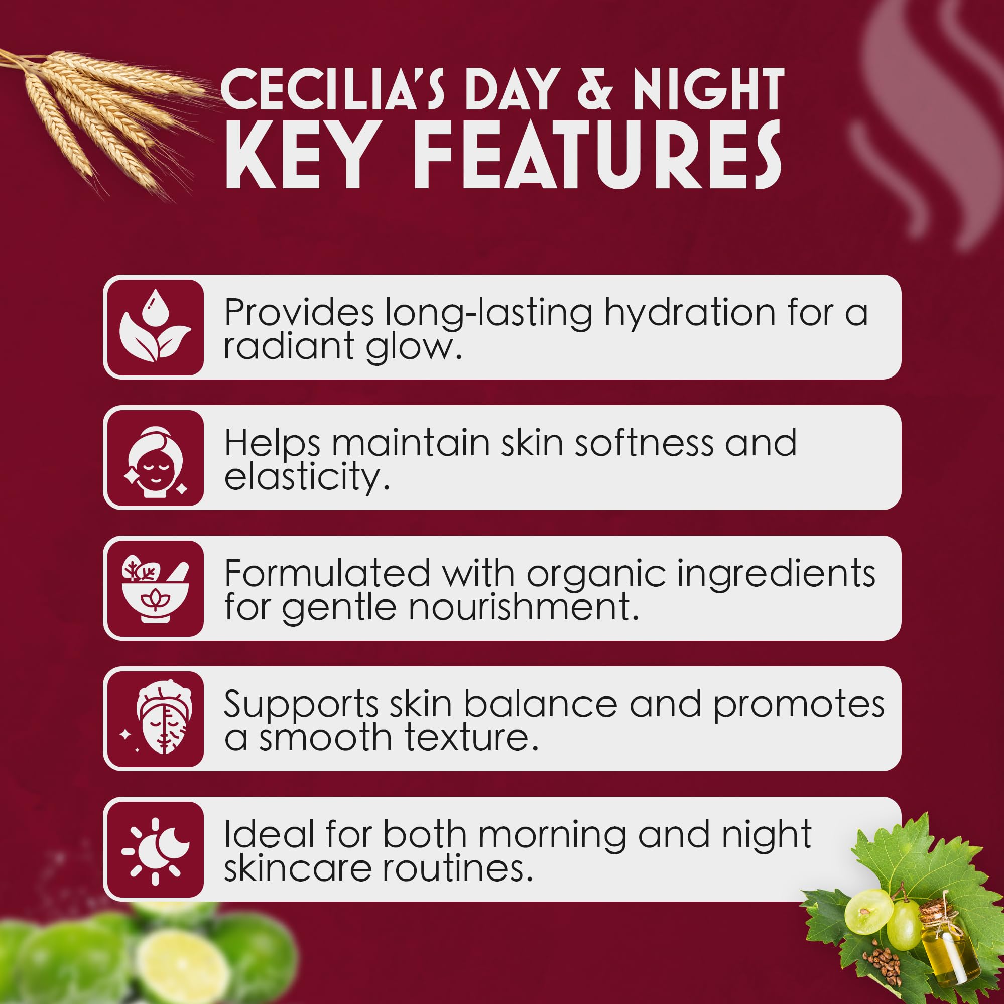 Cecilia’s Day & Night Face Moisturizer - Hydrating & Nourishing Face Cream for Soft, Radiant Skin | Lightweight Formula | 50ml | Perfect for Daily Skincare Routine & Travel