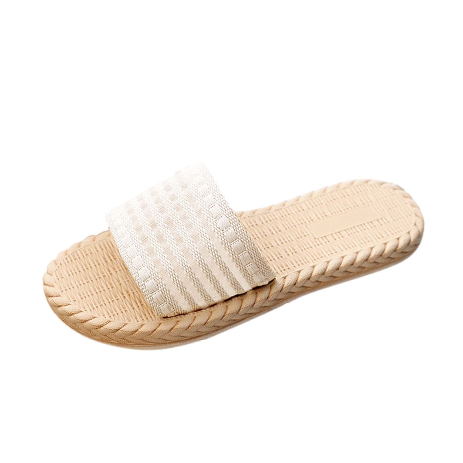 Women's Summer Beach Sandals - Breathable Straw Flat Slippers for Ladies | Comfortable Casual Shoes for Vacation, Poolside, and Outdoor Relaxation
