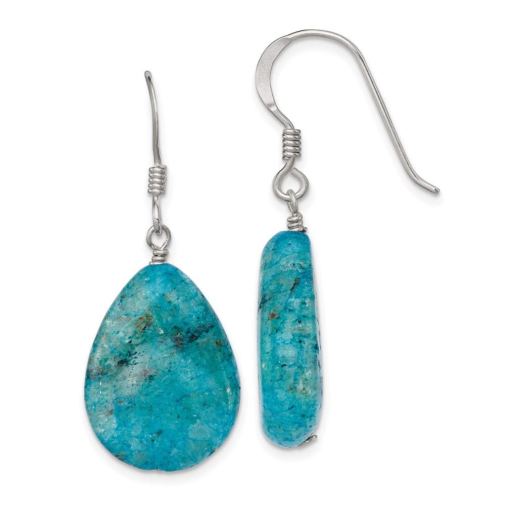 925 Sterling Silver Small Crack Aventurine Turquoise Teardrop Earrings for Women - Dainty Fine Jewelry Gift for Her - Perfect for Weddings, Parties & Everyday Wear