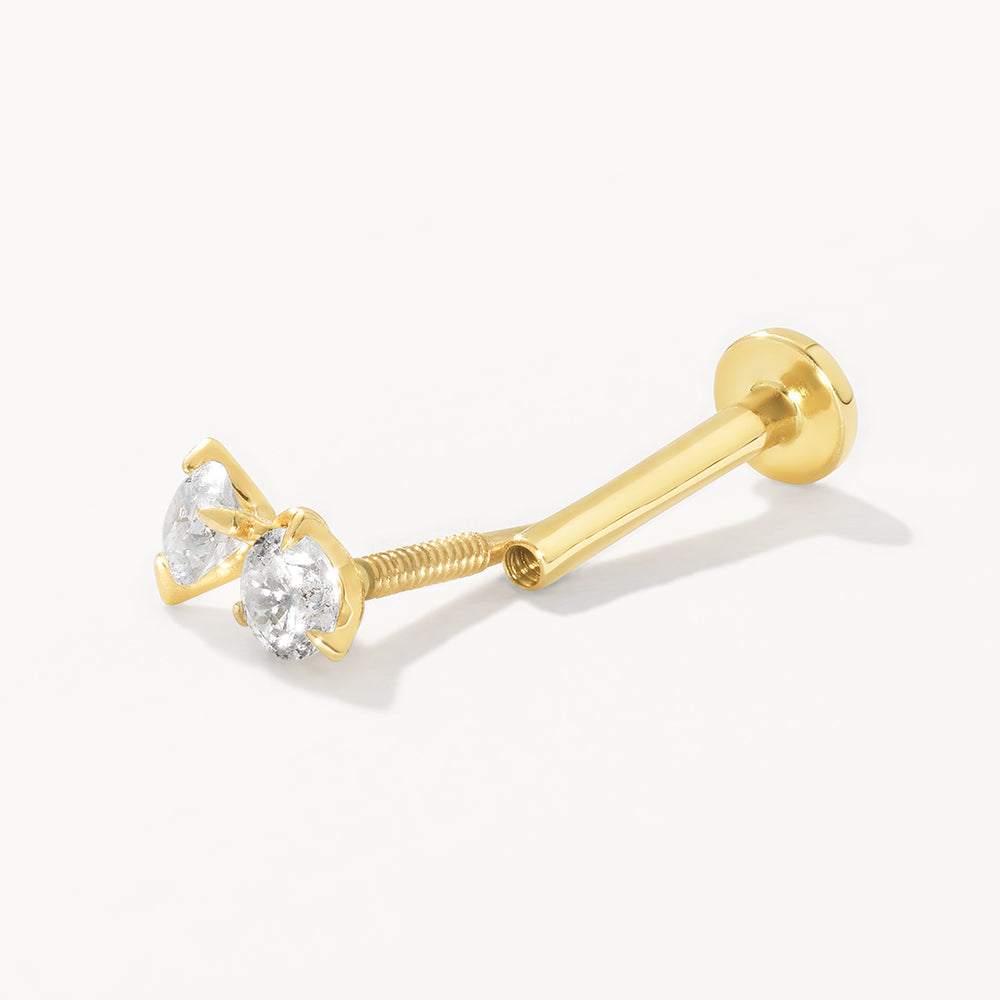 10k Gold Diamond Drop Helix Single Stud Earring - Elegant & Dainty Piercing Jewelry for Everyday Wear & Special Occasions