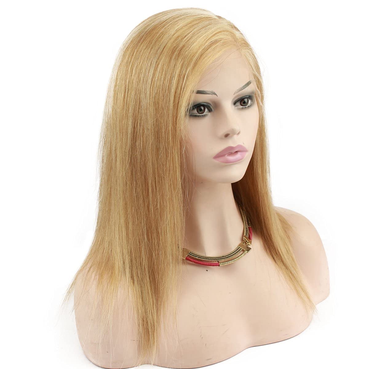 Dreambeauty #27/#613 Short Bob Wigs - Blonde Highlight Piano Color Brazilian Remy Human Hair Lace Front Wig with Baby Hair (16 Inch) | Natural Straight Silk Top for Women | Perfect for Daily Wear, Cosplay & Special Occasions