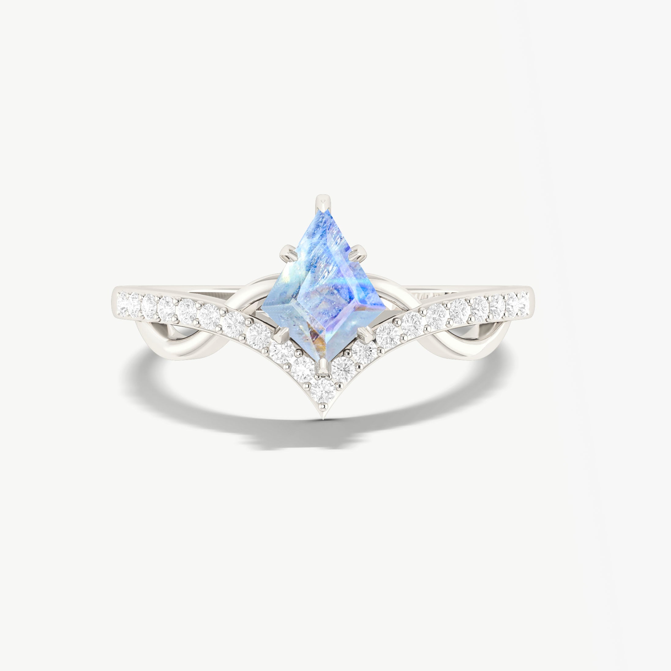 Elegant Moonstone Engagement Ring for Women - Kite-Shaped Gemstone, Perfect for Proposals, Weddings & Special Occasions