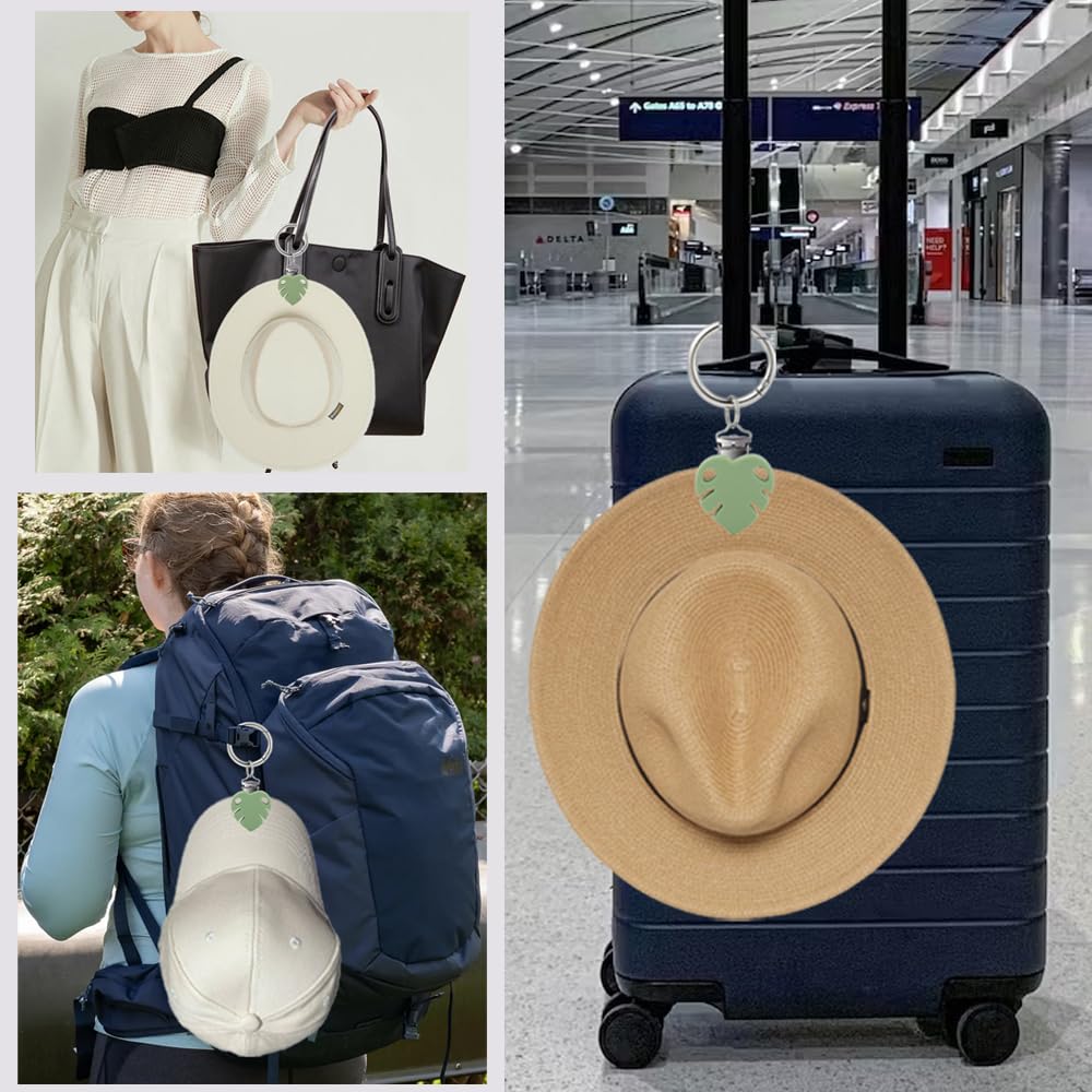Multifunctional Hat Clip Holder for Travel Bags, Backpack, Luggage, Purse & Tote - Secure Hat Attachment Accessory for Women & Men (Leaf Green) - Perfect for Hiking, Camping, Beach & Airplane Travel