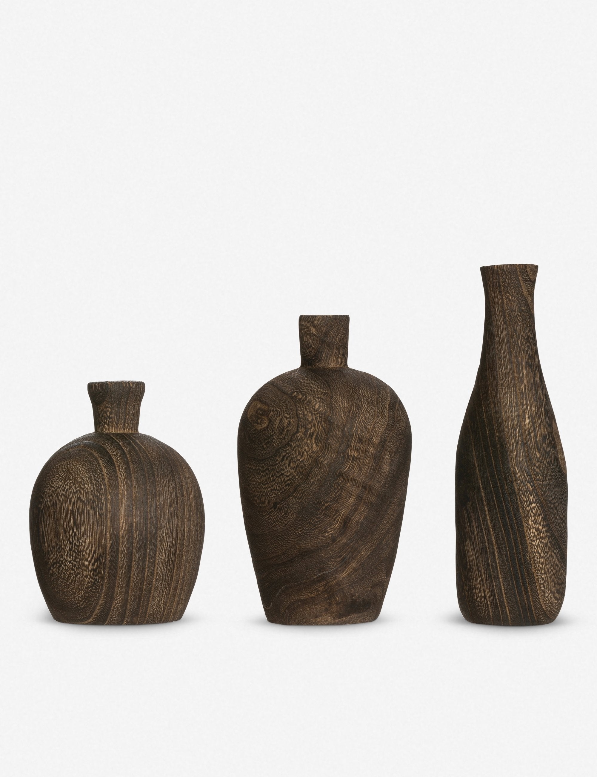 Charlynn Wood Vases Set of 3 - Handcrafted Decorative Vases for Home, Office & Wedding Decor - Perfect for Centerpieces, Shelf Displays & Gift Giving