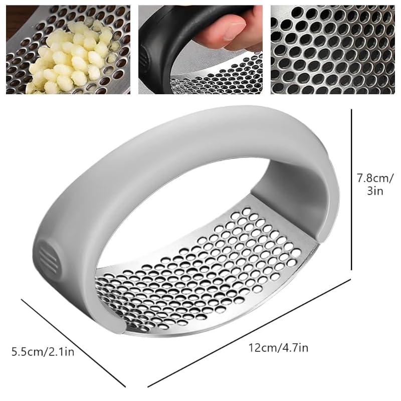 Premium Stainless Steel Garlic Press Rocker - Manual Garlic Crusher & Masher with Peeling Drum - Durable Kitchen Gadget for Chopping, Mincing Garlic - Perfect for Home Cooking, Restaurants & Camping (Black)