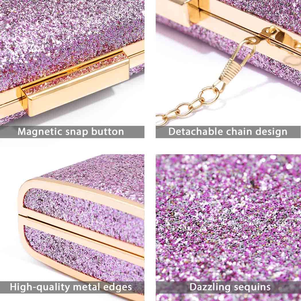 Yokawe Women's Evening Clutch Bag - Sparkly Sequin Purse for Bride, Wedding, Prom & Party - Elegant Handbag for Special Occasions & Night Out Events