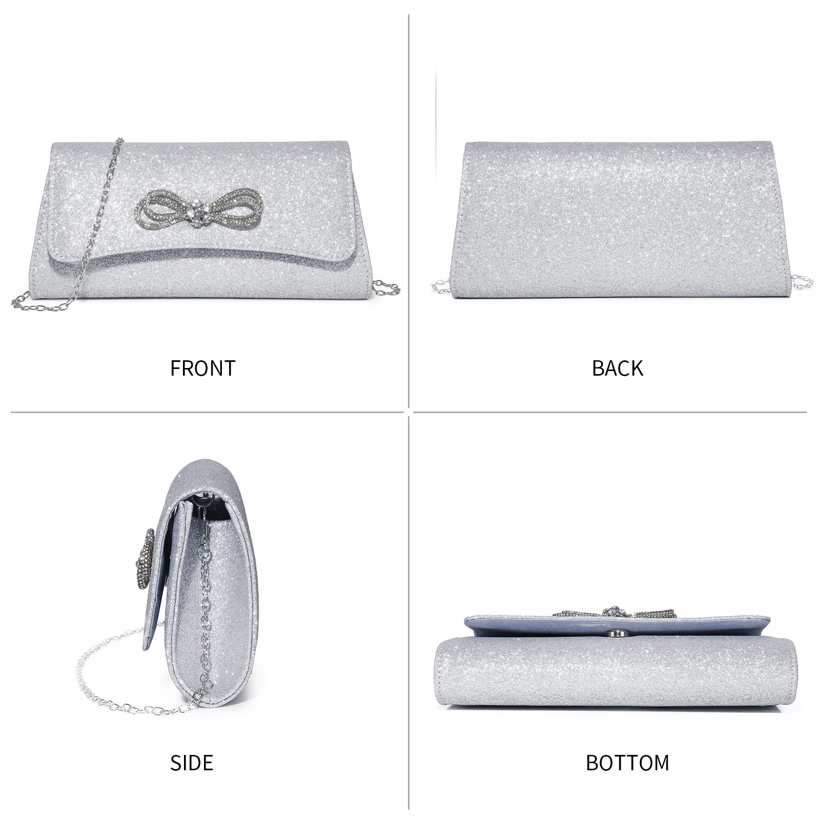 Sparkly Bow Clutch Purse for Women - Elegant Evening Bag for Wedding, Prom, Formal Events & Cocktail Parties | Labair Women's Handbag Collection | Perfect for Date Nights, Galas & Special Occasions
