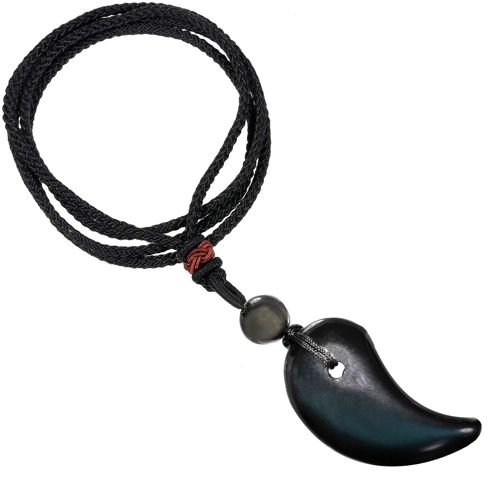 Handmade Obsidian Stone Pendant Necklace for Men & Women - Healing Crystal Amulet with Black Obsidian Protection Talisman | Spiritual Jewelry for Meditation, Energy Cleansing & Positive Vibes